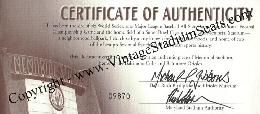 Baltimore Memorial Stadium certificate of authenticity